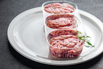 pork brains raw edible offal meat fresh food tasty fresh healthy eating cooking appetizer meal food snack on the table copy space food background