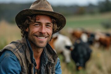 Portrait of a handsome smiling farmer