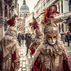 Fototapeta premium Elegant Masquerade - Venetian Carnival in Full Swing