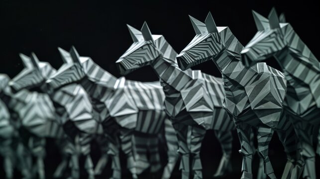 Herd of origami zebras 