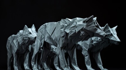 A pack of origami wolves 