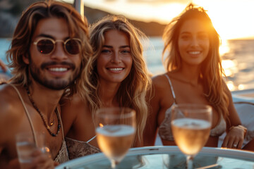 A friends enjoys a yacht party