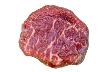 raw rib eye steak from marbled beef, isolated