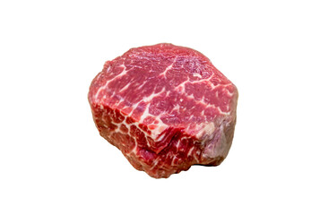 raw steak minion of marbled beef fillet isolated