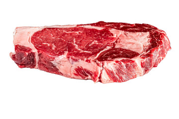Fototapeta premium Fresh raw ribeye beef steak isolated on a white background.