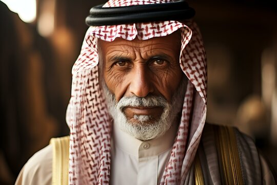Portrait saudi man. Adult person. Generate Ai