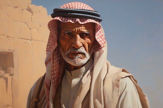 Traditional Portrait saudi man. Adult person. Generate Ai