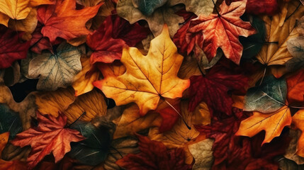 Background of autumn leaves in different colors