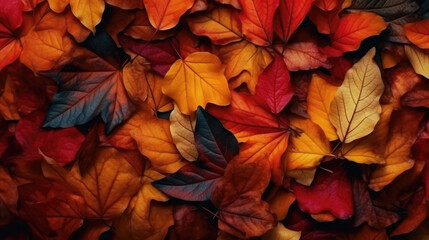 Fototapeta na wymiar Background of autumn leaves in different colors