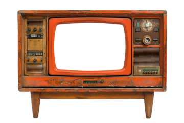 old tv set with copyspace on white