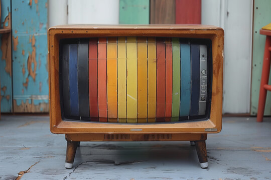 vintage television with test pattern