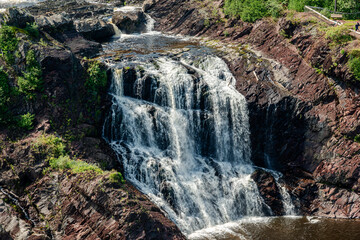 Chaudière Falls is a 35-meter-high waterfall in Lévis, Quebec along the Chaudière River. It is part of the regional Parc des Chutes-de-la-Chaudière