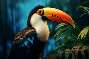 Fototapeta premium Exotic Tropical toucan. Forest jungle bird. Generate Ai