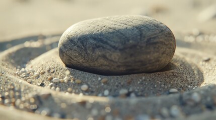 A Japanese Zen garden with a meditation stone, designed for concentration and relaxation