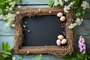 Happy Easter Eggs Basket Hibiscus. Bunny in flower easter coral decoration Garden. Cute hare 3d Special prayers easter rabbit spring illustration. Holy week artwork card wallpaper egg relay