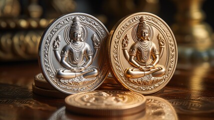 Golden Buddha Coins A Symbol of Wealth and Spirituality Generative AI