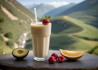 summer smoothie cocktail menu advertisement banner, created using AI generative technology