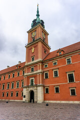 Royal Palace in historic Warsaw city center, Poland, October 2023.