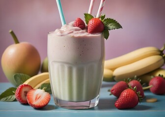 summer smoothie cocktail menu advertisement banner, created using AI generative technology