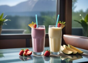 summer smoothie cocktail menu advertisement banner, created using AI generative technology