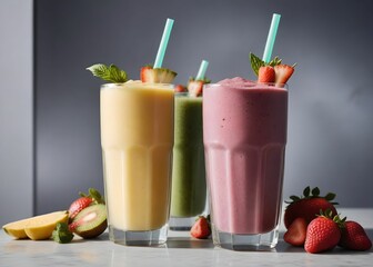 summer smoothie cocktail menu advertisement banner, created using AI generative technology