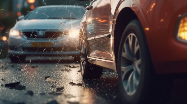 Car crash incident on a busy road