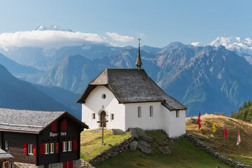 Fototapeta na wymiar Kapelle Maria zum Schnee, Bettmeralp, Wallis, Schweiz