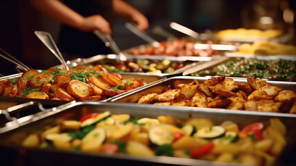 Delicious and varied buffet food catering - obrazy, fototapety, plakaty