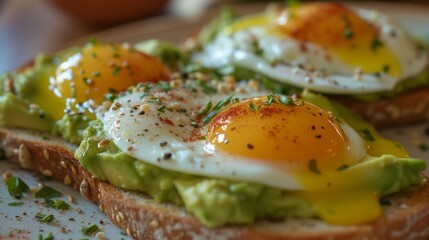 Close-up of Brunch Spread with Avocado Toast Variations Generative AI