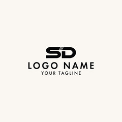 modern minimalist lettering SD logo design and icon