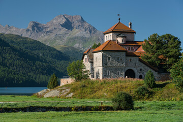 Schloss Crap da Sass, Silvaplana, Engadin, Graubünden, Schweiz