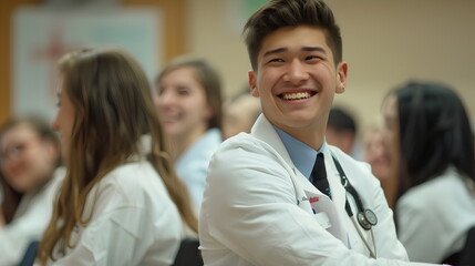 Smiling medical student