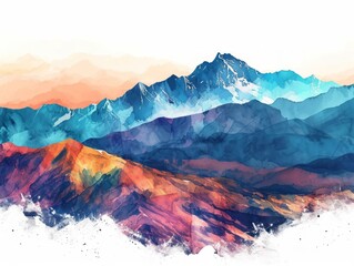 Watercolor Illustration of Atlas Mountains Landscape in Morocco Generative AI