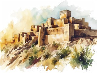 Artistic Interpretation of Ancient City of Merv, Turkmenistan Illustration Generative AI - obrazy, fototapety, plakaty