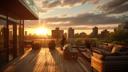 Foto op Plexiglas Serene rooftop terrace © XtravaganT