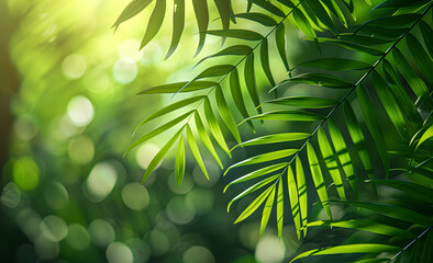 Beautiful natural background with textured palm leaves. - obrazy, fototapety, plakaty