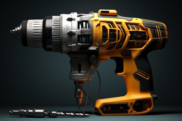 Fototapeta premium Power drill. Metal work tool. Generate Ai