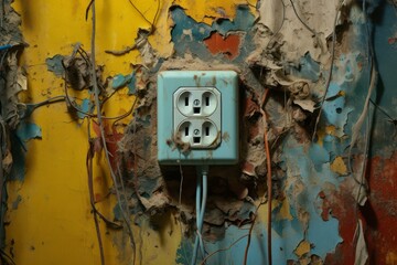Functional Power socket. Wall electrician design. Generate Ai