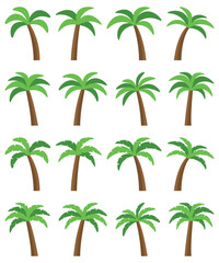 Collection 8 Illustrations of Palm Trees Uncut Leaves and 8 Palm Trees Cut Leaves