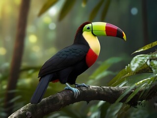 Obraz premium Beautiful bird in nature, blurry background, bird in a tropical garden