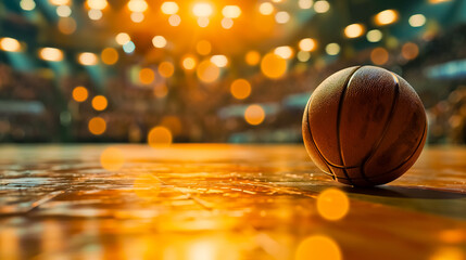 Basketball on the playground. Close-up.