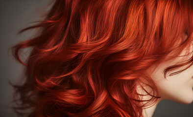 Naklejka premium Closeup red hair. Women's hairstyle. Hair texture