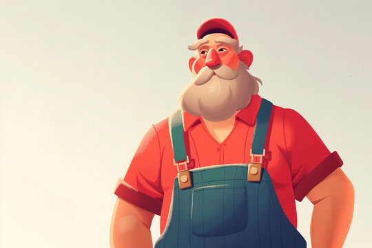 an animated character depicting a farmer in overalls
