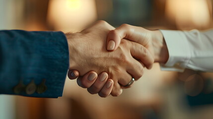 Firm handshake of businessman