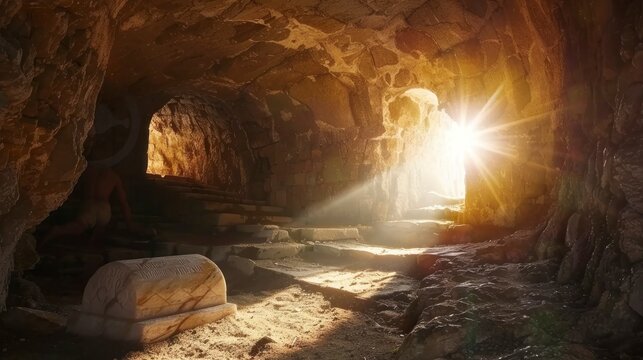 beautiful cross of Jesus in a cave. Holy Week concept in high resolution and high clarity, religion, culture, Catholicism, Christianity
