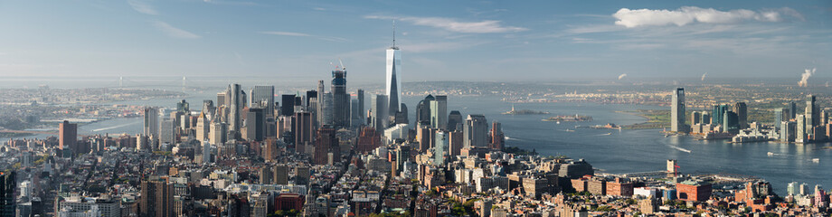 Blick vom Empire State Building Richtung Lower Manhatten, One World Trade Center, Hudson River,...