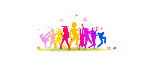 Children dance background banner design. International Dance Day Concept. Colorful trendy, Freestyle dance. Children, youngster, Kids, dance group silhouette vector illustration.
