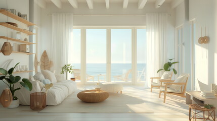 Fototapeta premium Beachfront Living Room Interior