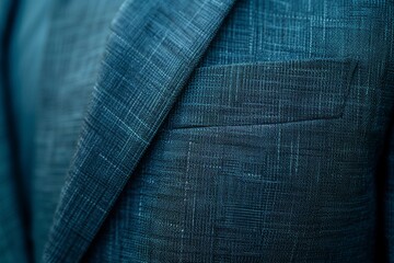 Detailed shot of suit fabric Close up of business jacket in macro