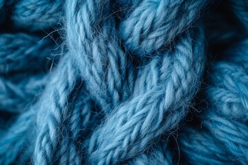 Blue woolen fabric in close up